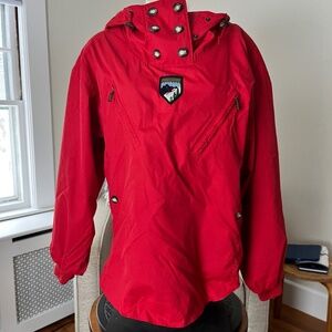 VTG Obermeyer St. Anton Red Hooded Pullover Anorak Snow Ski Jacket